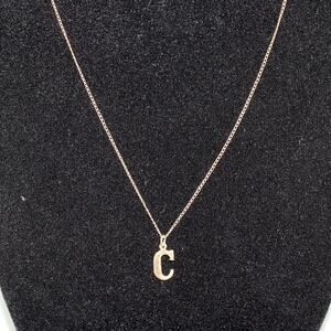14k Solid Gold Letter "C" Necklace Dainty 585 ~1 gram